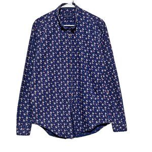 Zara Mens Slim Fit Long Sleeve Floral‎ Collard Shirt Size L